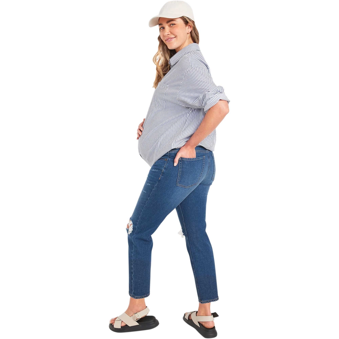 Old Navy Maternity Full Panel Pixie Straight Pants - Image 3 of 5