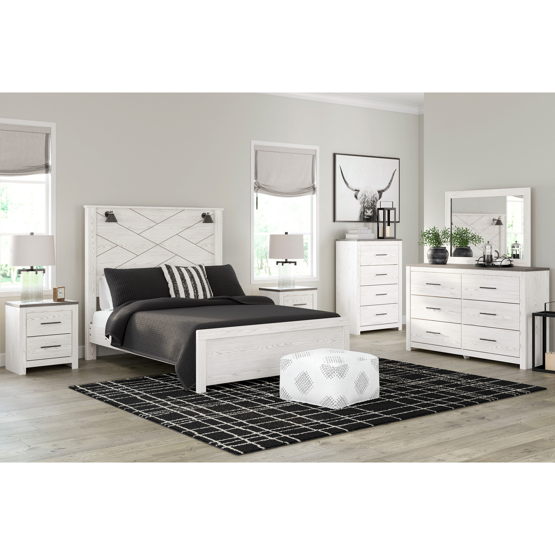 Signature Design By Ashley Gerridan Panel Bed With Lights 5 Pc. Bedroom ...