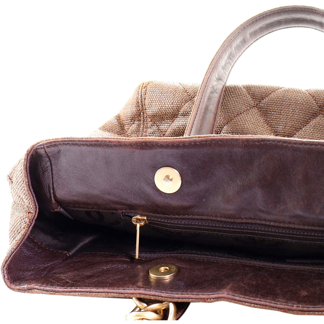 Chanel Brown Raffia Shoulder Tote - Vintage Lux