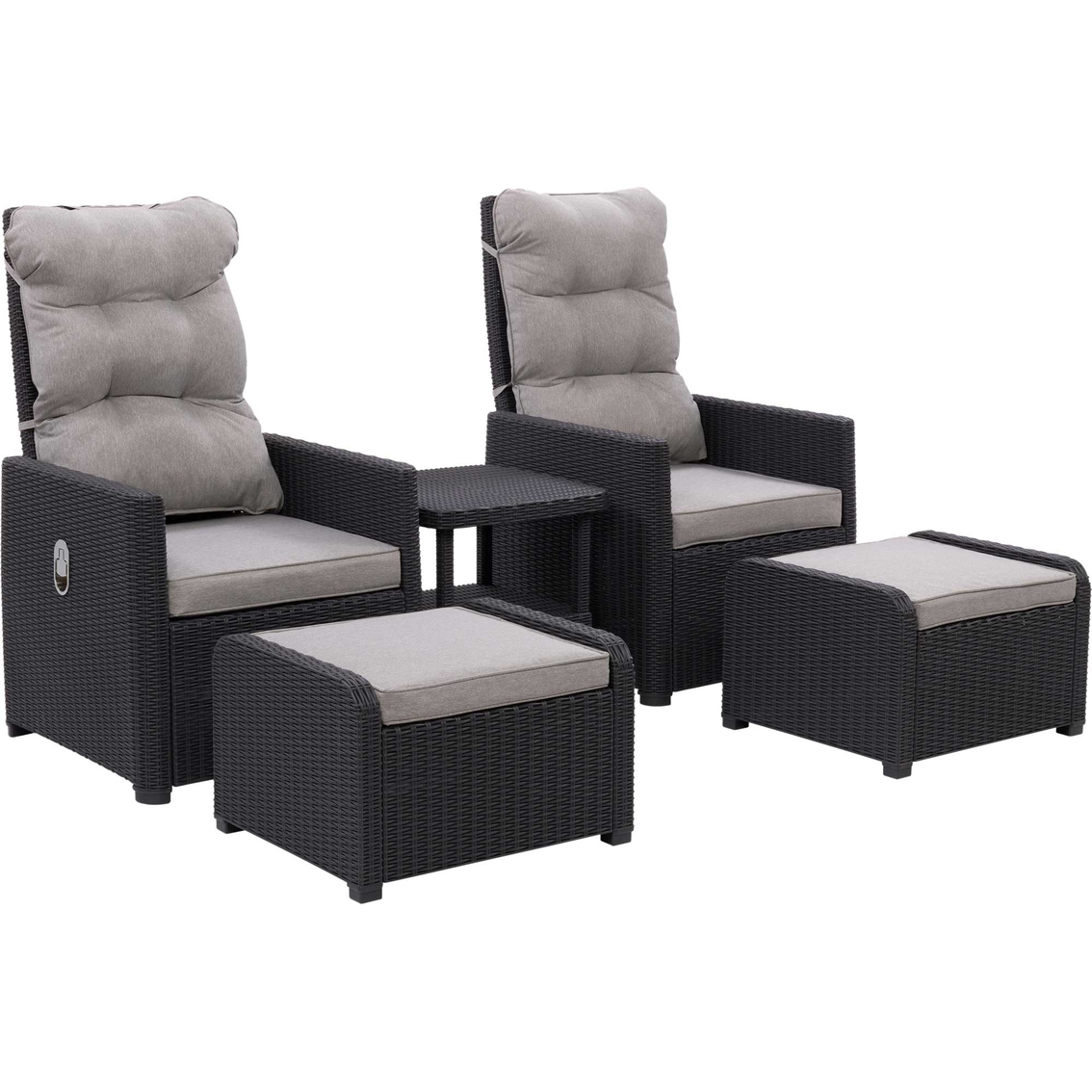 CorLiving Lake Front Rattan Patio Recliner and Ottoman Set 5 pc. - Image 2 of 9