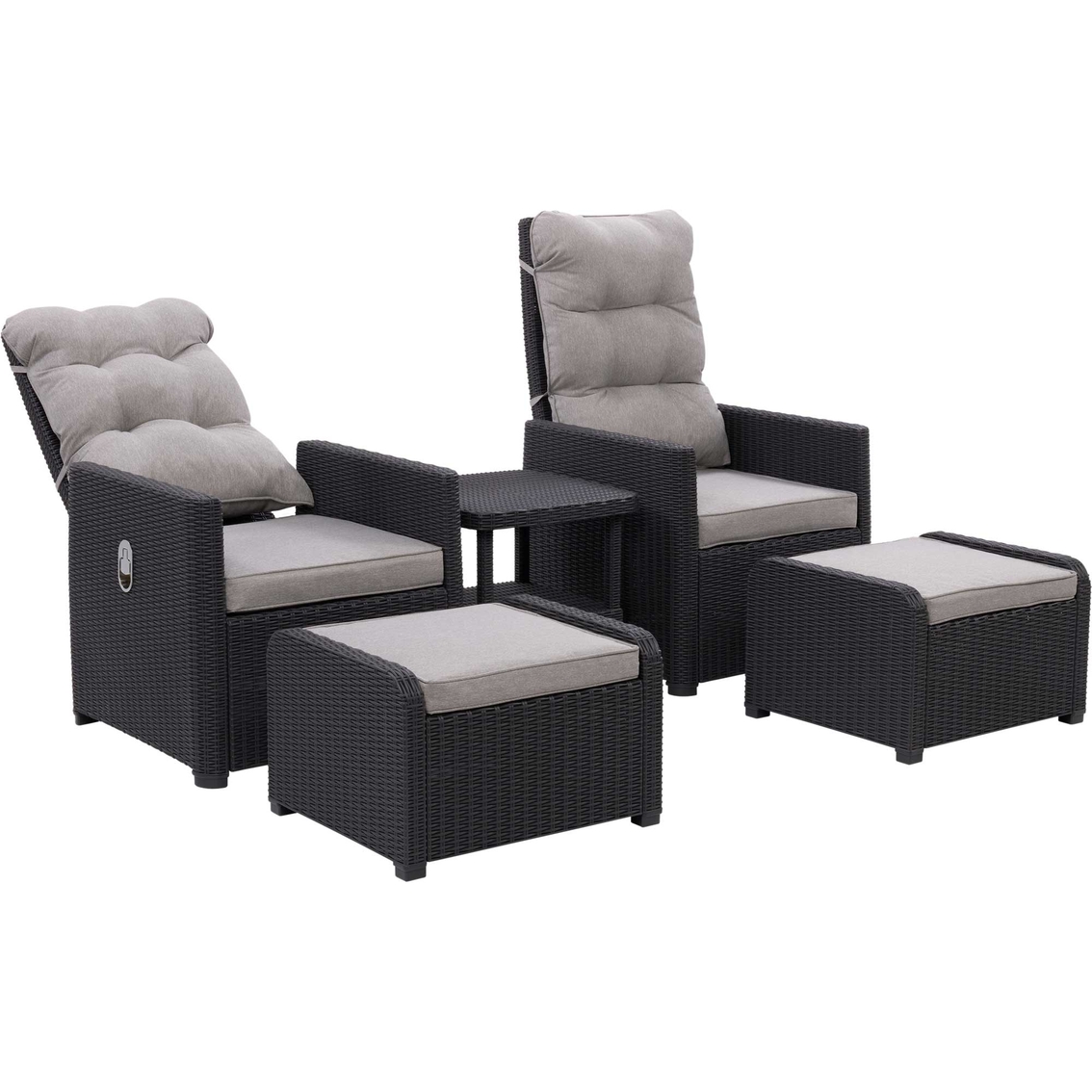 CorLiving Lake Front Rattan Patio Recliner and Ottoman Set 5 pc. - Image 3 of 9