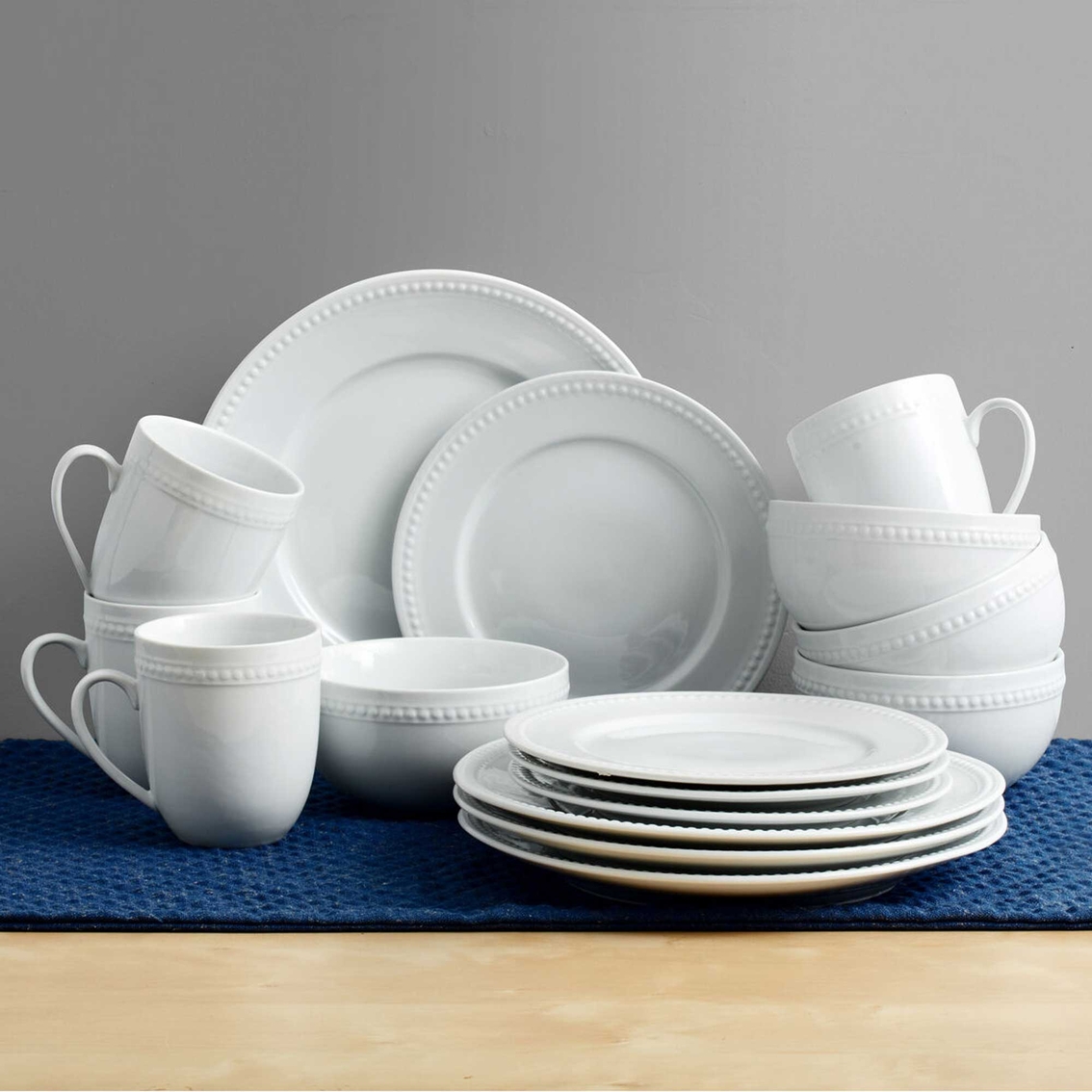 Fitz and Floyd Everyday White Beaded 16 pc. Dinnerware Set - Image 2 of 3