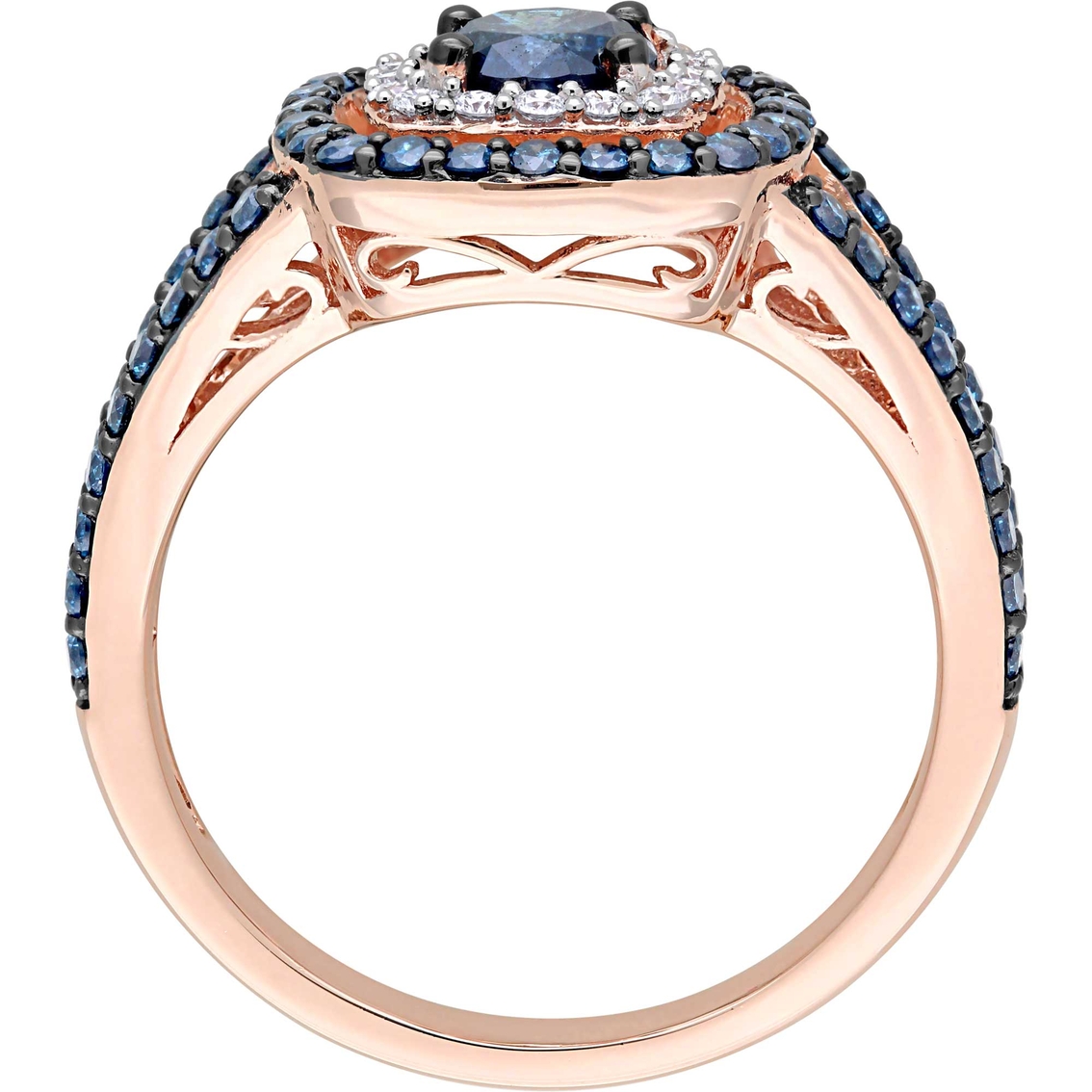 Sofia B. 10K Rose Gold with Black Rhodium 1 1/3 CT TW Blue and White Diamond Ring - Image 3 of 4