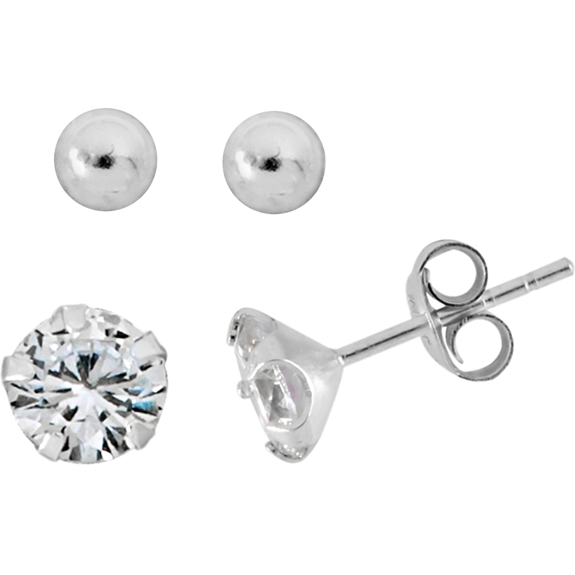 Sterling Silver Stud Earrings Set | Fashion Earrings | Jewelry