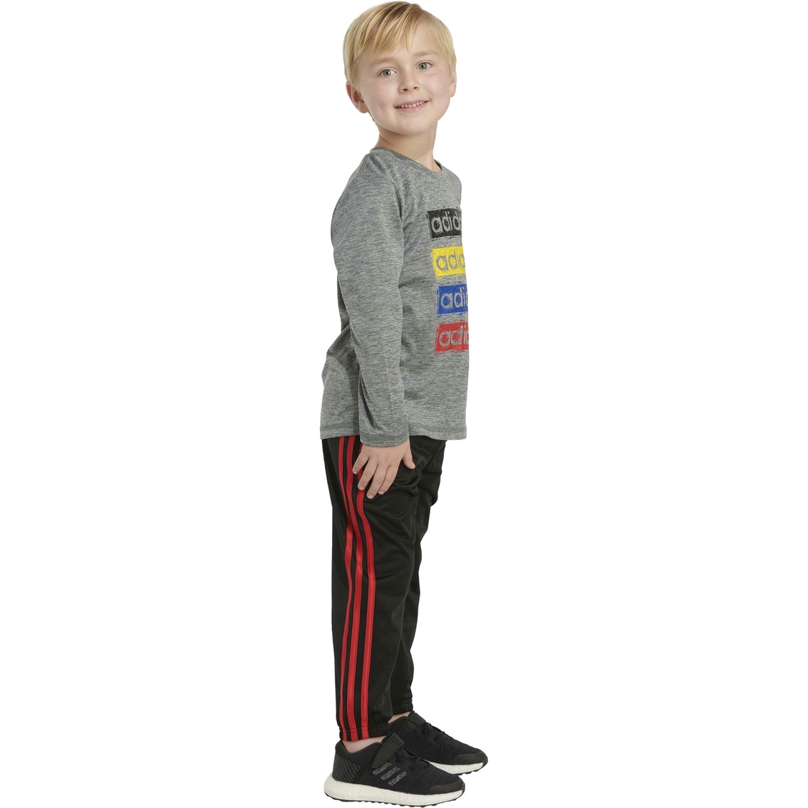 Adidas Toddler Boys Poly Melange Tee Jogger Set - Image 3 of 6