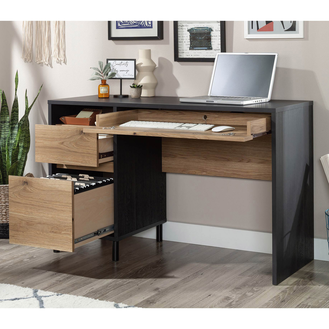 Sauder Acadia Way Home Office Computer Desk with Shelf and Storage - Image 2 of 10