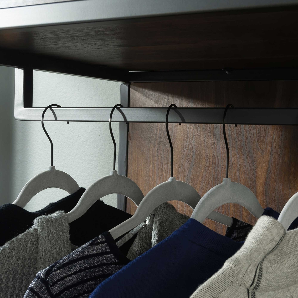 Sauder Open Wardrobe with Drawers in Grand Walnut - Image 6 of 8