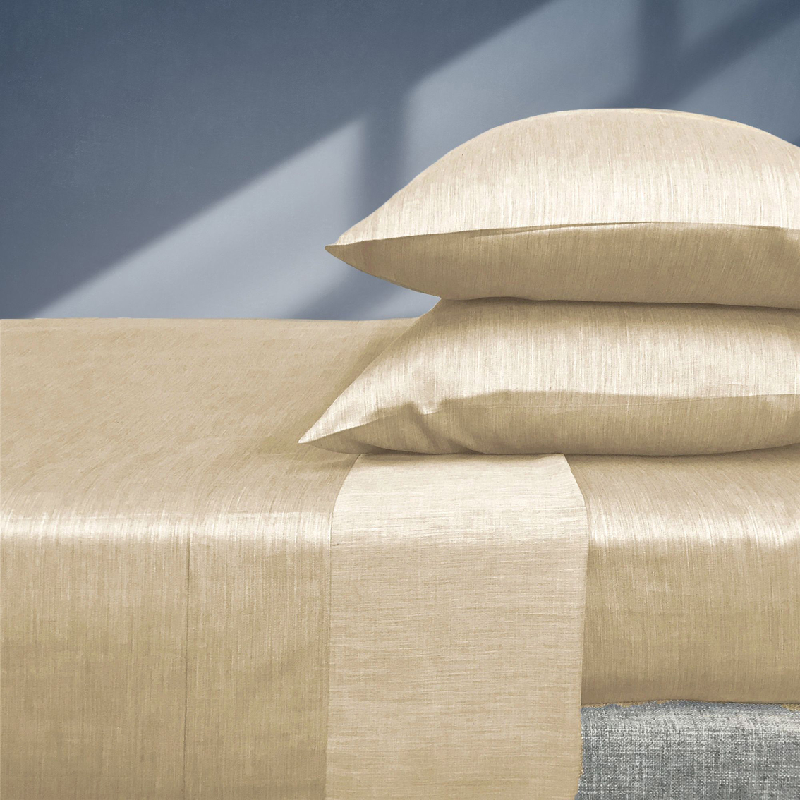BedVoyage Melange Bamboo and Cotton Bed Sheet Set, Sand - Image 2 of 5