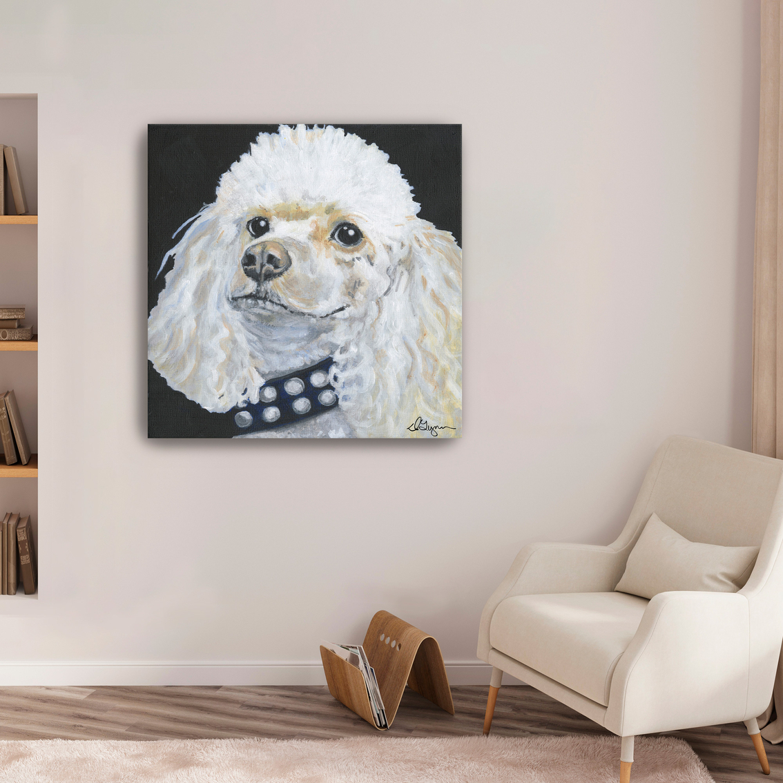 Inkstry Dlynns Dogs Harley 20 x 20 Canvas Giclee Gallery Wrap Canvas Print - Image 3 of 3