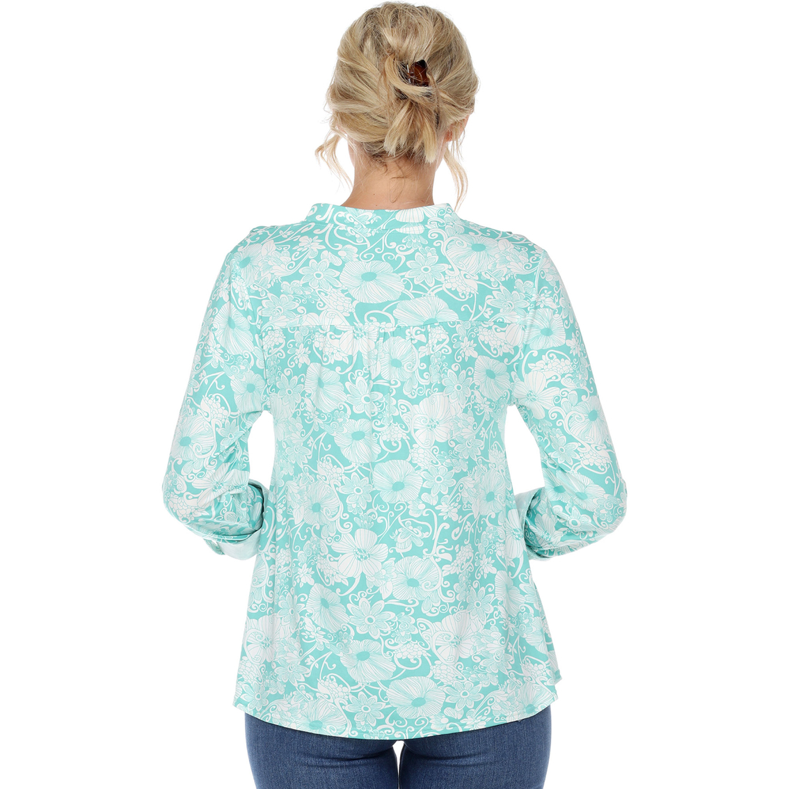 White Mark Pleated Floral Print Blouse Tunic Top - Image 2 of 5