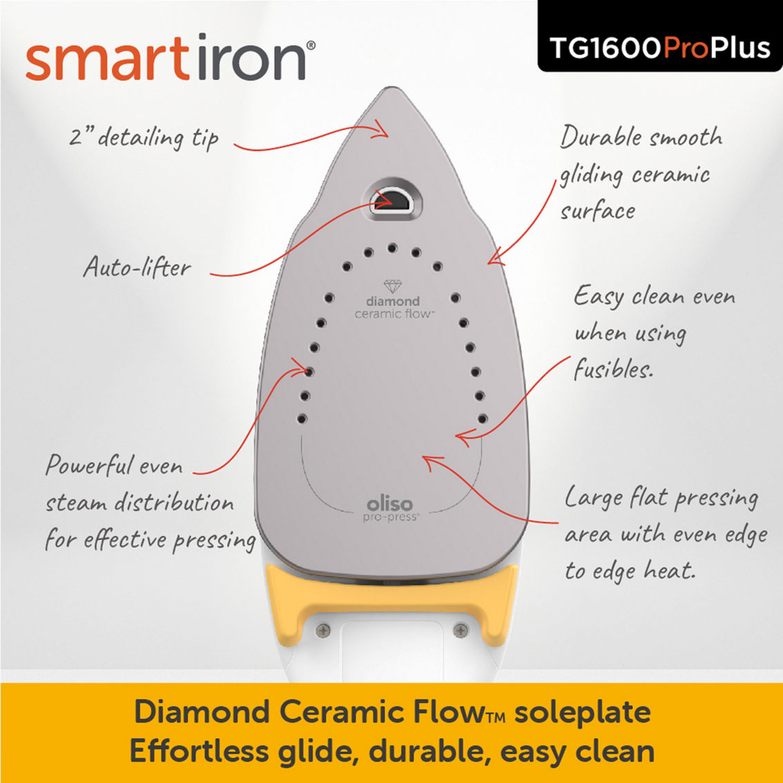 Oliso TG-1600+ Pro Plus Iron with Diamond Ceramic Flow Soleplate - Image 5 of 9