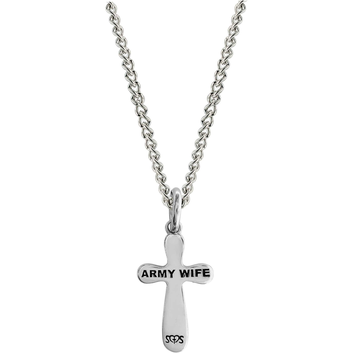 Shields of Strength Stainless Army Wife Cross 1 Corinthians 13:8 Necklace - Image 2 of 3
