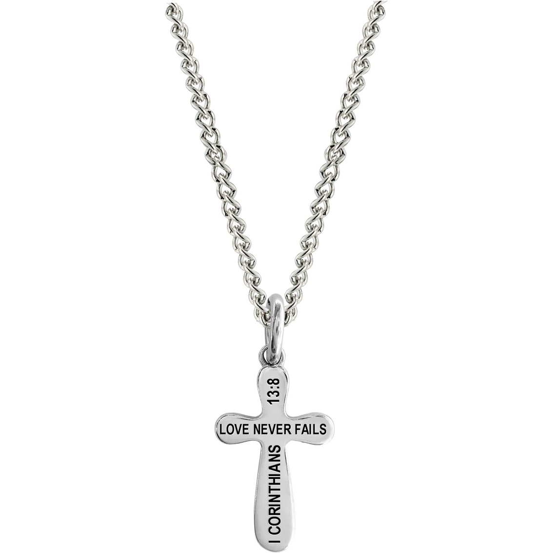 Shields of Strength Stainless Army Wife Cross 1 Corinthians 13:8 Necklace - Image 3 of 3