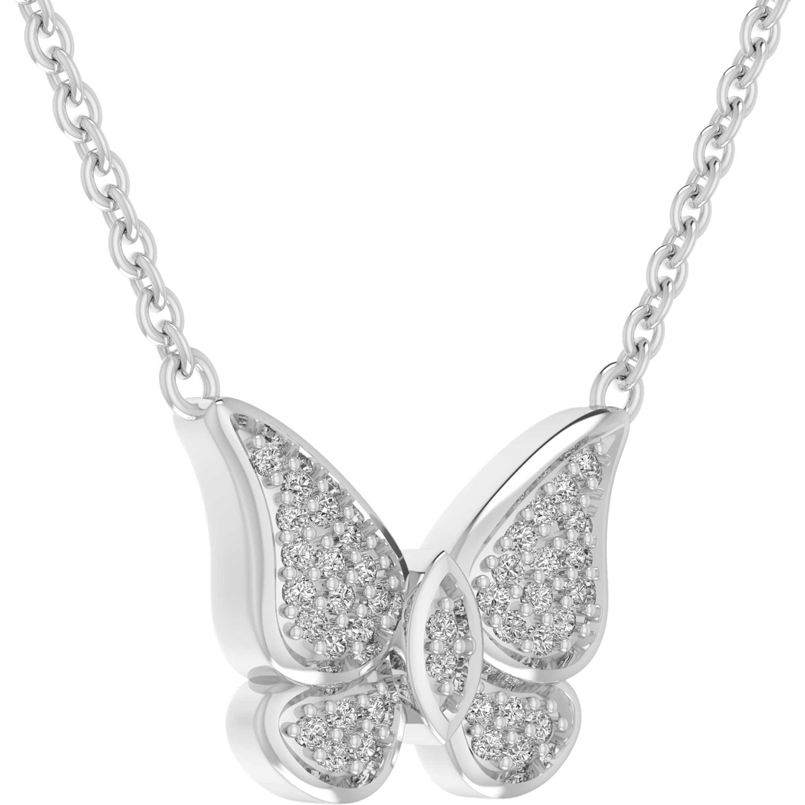 Sterling Silver 1/10 CTW Diamond Butterfly Necklaces - Image 2 of 3