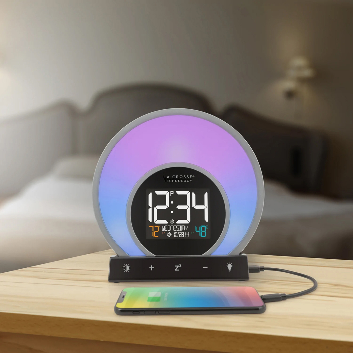 LaCrosse Soluna Light Alarm Clock with Temperature and Humidity - Image 2 of 2