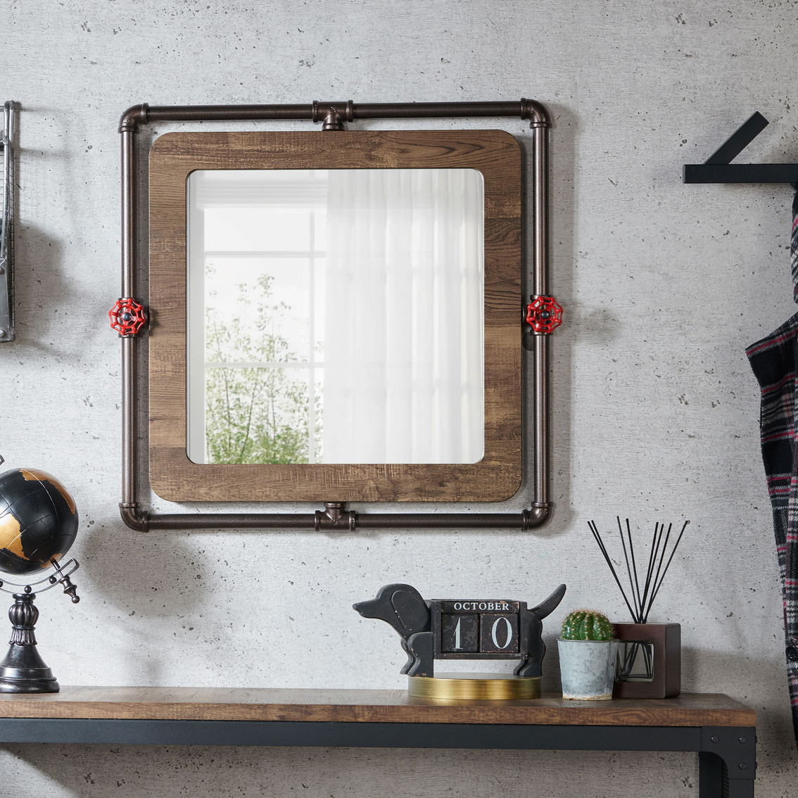 Furniture of America Maloni Brown Rectangle Wall Mirror - Image 2 of 2