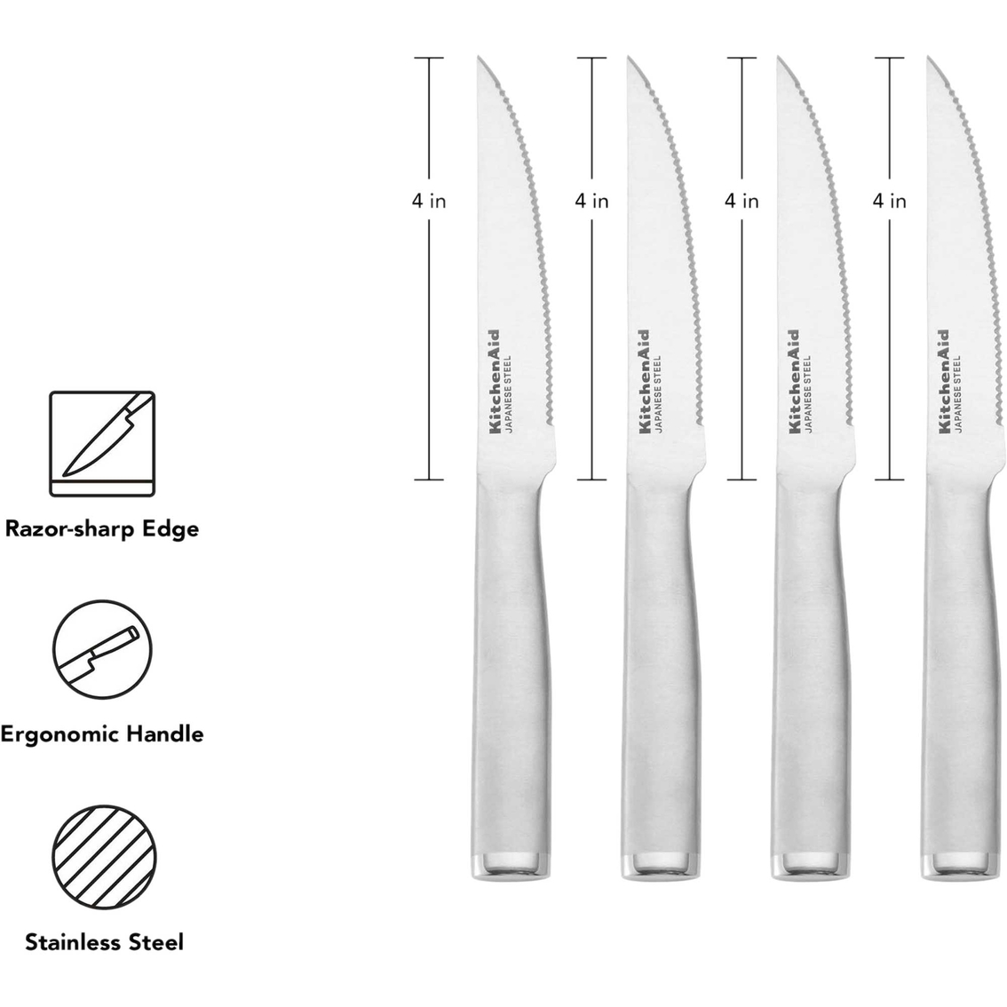 Kitchenaid Gourmet 4.5 In. Serrated Steak Knives 4 Pc., Cutlery, Household