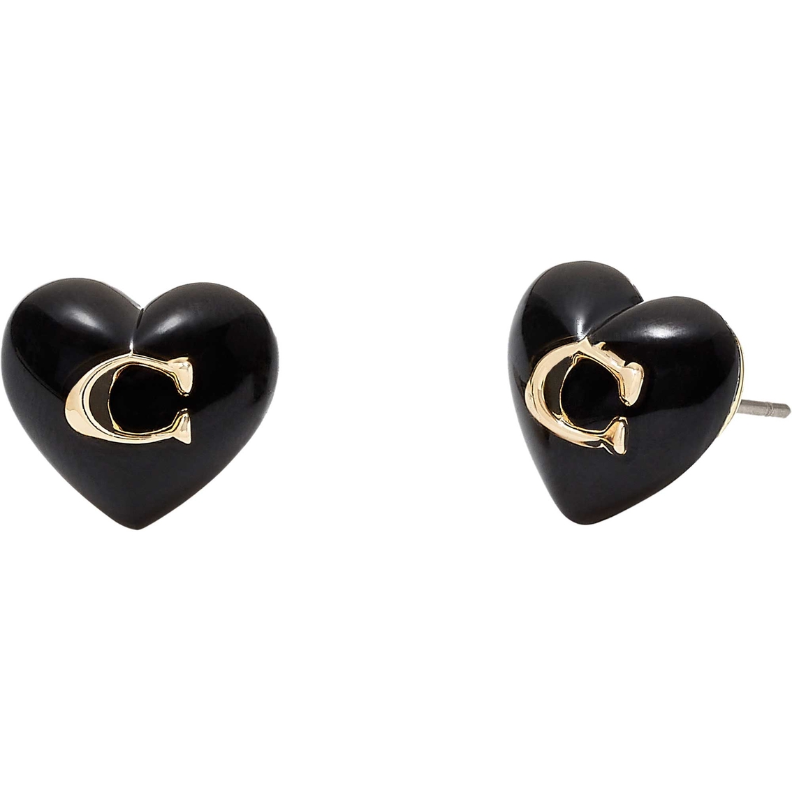 Coach 0.4 In. Gold Tone Signature Heart Stud Earrings | Fashion ...