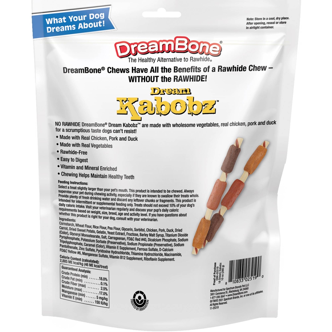 Spectrum Dream Bone Dream Kabobz Rawhide Free Chews Dog Treats 18 ct. - Image 2 of 2
