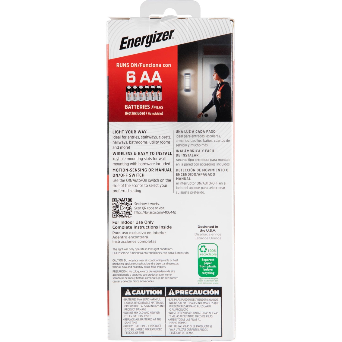 Energizer 50ml LED Motion Activated Battery Powered Sconce White - Image 4 of 9