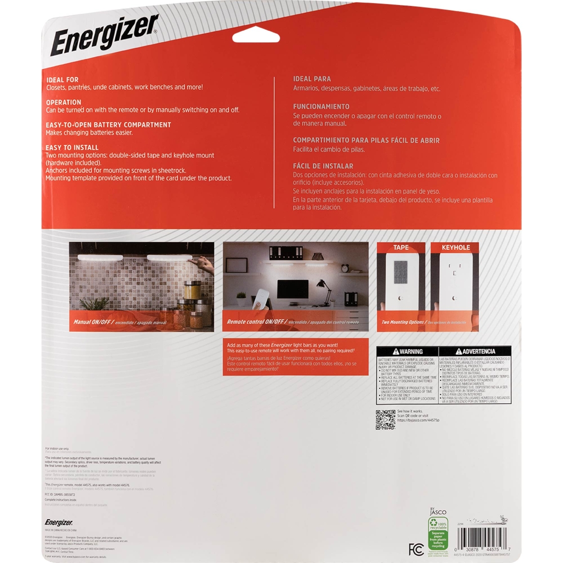 Energizer 10 in. Battery Operated LED Light Bar with Remote, 3 pk., White - Image 4 of 8