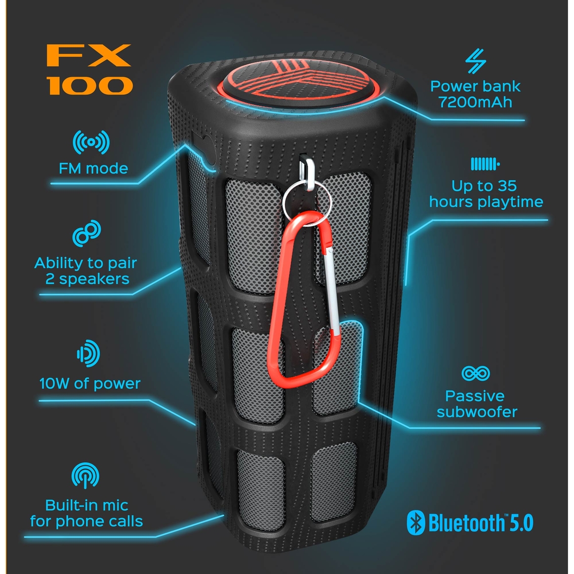Treblab FX100 Portable Rugged Bluetooth Outdoor Speaker - Image 5 of 5