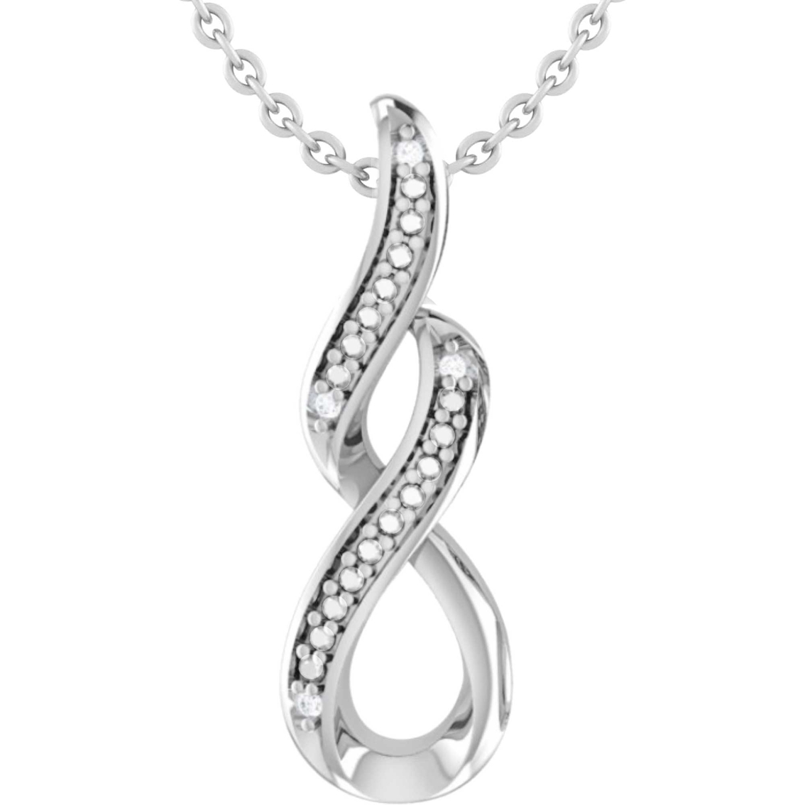 Sterling Silver Diamond Accent Swirl Earring and Pendant Set - Image 3 of 4