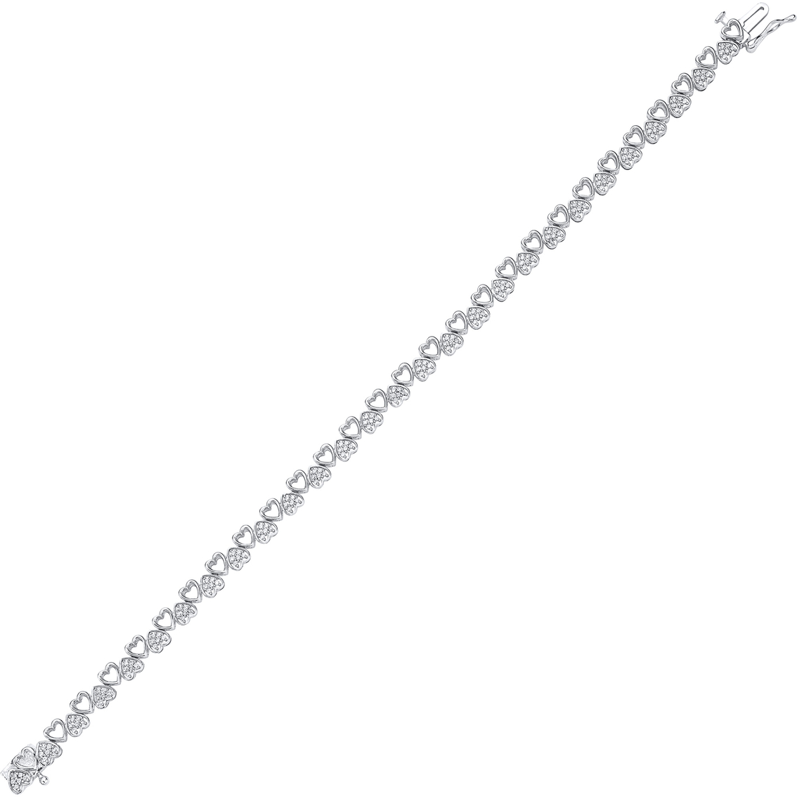 Sterling Silver 1/2 CTW Diamond Heart Tennis Bracelet - Image 2 of 4