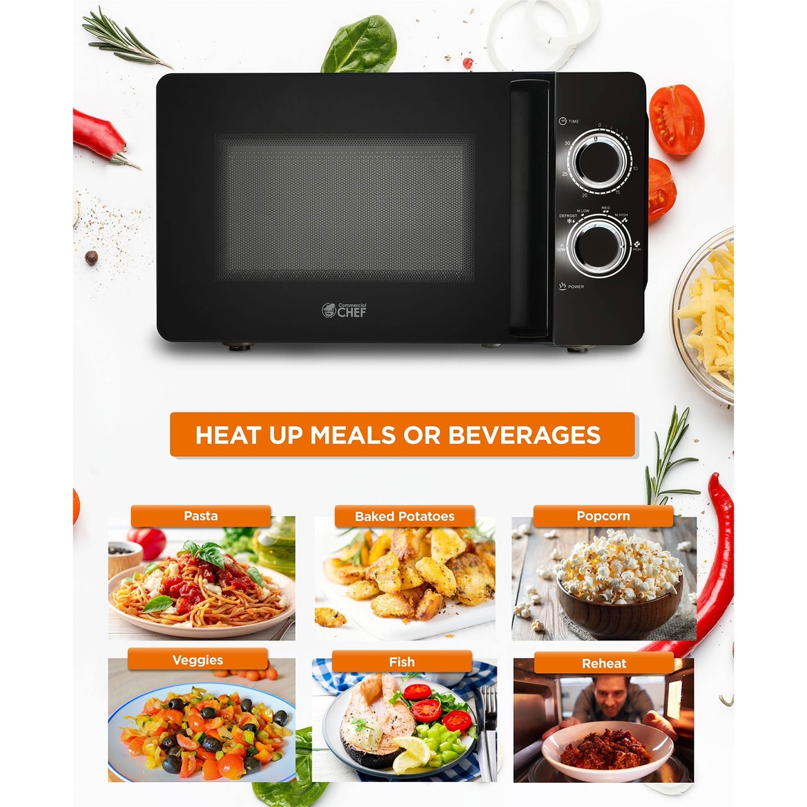 Commercial Chef 0.7 Cu. Ft. Countertop Microwave Oven - Image 2 of 7