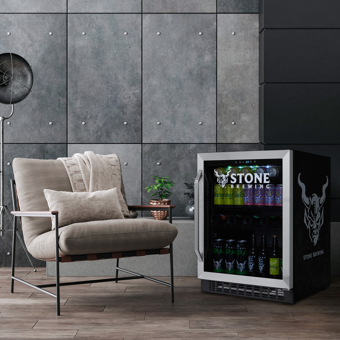 New Air LLC Stone Brewing 180 Can FlipShelf Beer and Beverage Refrigerator - Image 9 of 10