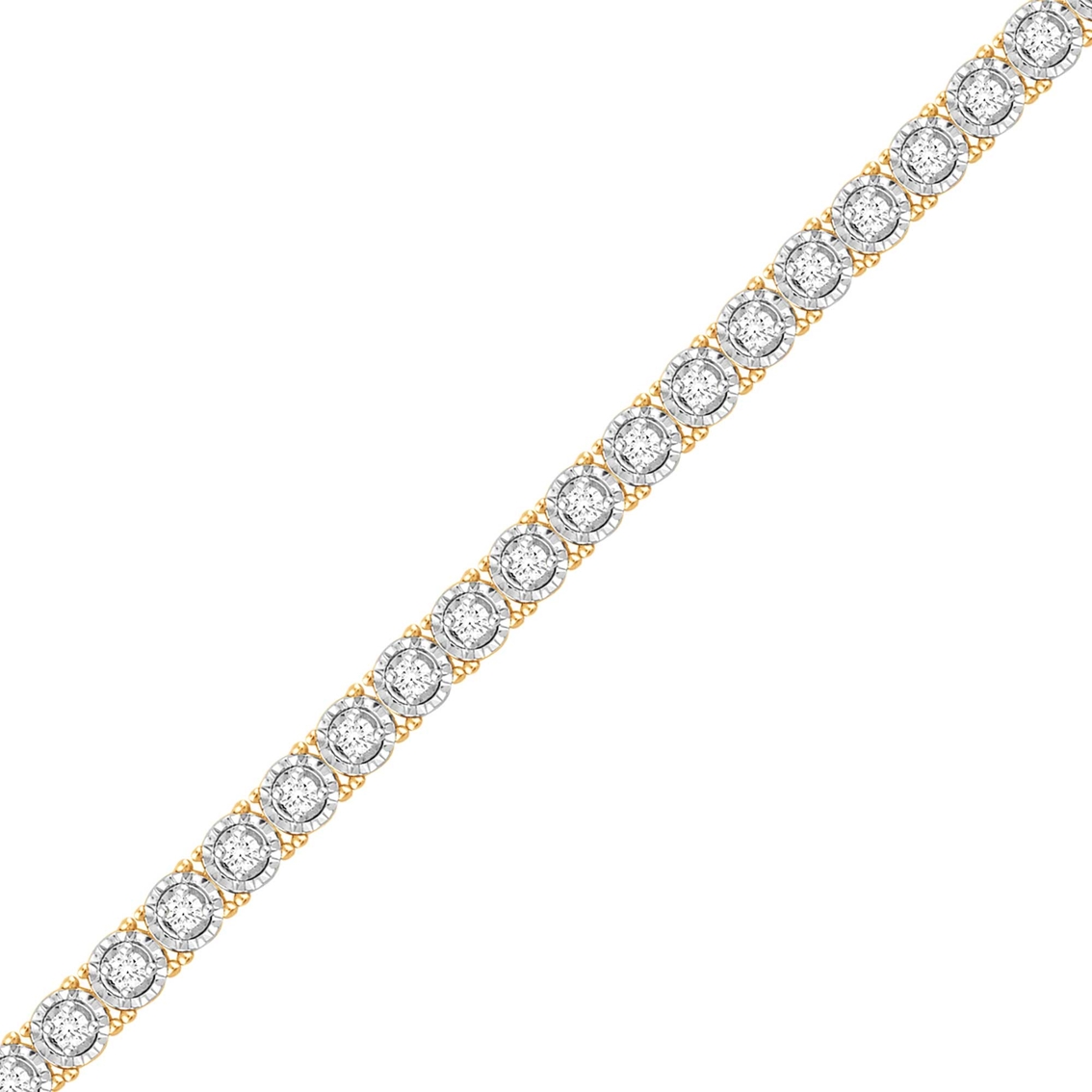 Gold Over Sterling Silver 1 CTW Diamond Tennis Bracelet - Image 2 of 3
