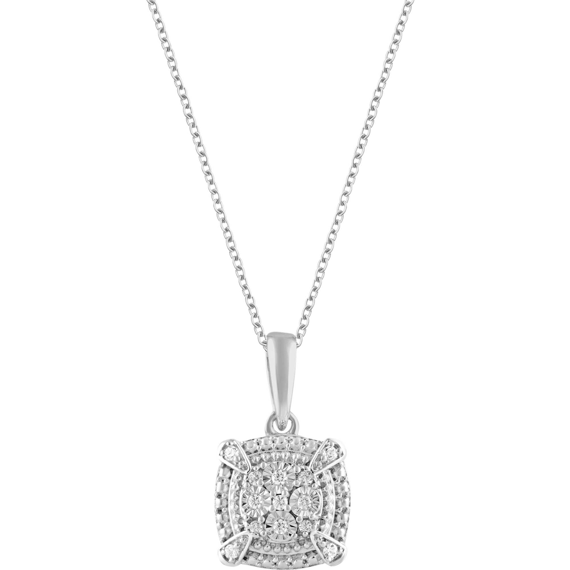 Sterling Silver 1/5 CTW Cushion Frame Diamond Earring and Pendant Set - Image 2 of 3