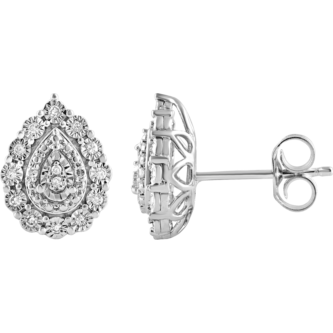 Sterling Silver 1/3 CTW Diamond Pear Shape Ring, Earring and Pendant Set - Image 4 of 4