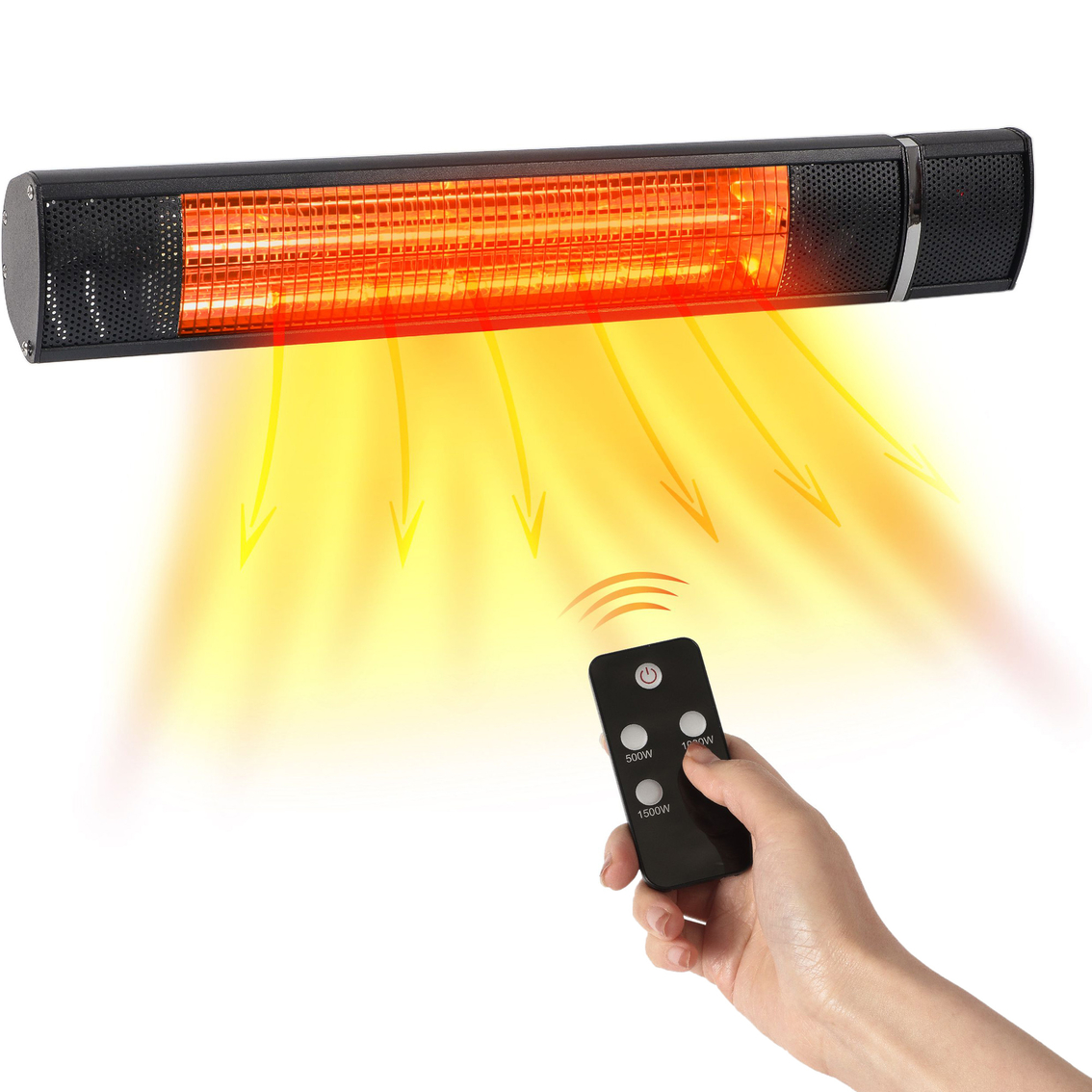 Black + Decker Wall Mounted Electric Patio Heater with Remote Control Functions