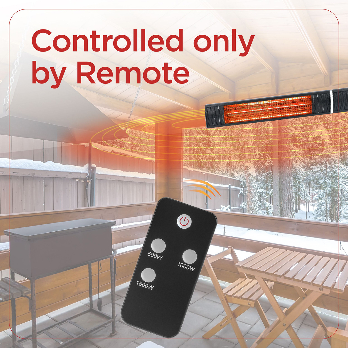 Black + Decker Wall Mounted Electric Patio Heater with Remote Control Functions - Image 5 of 7