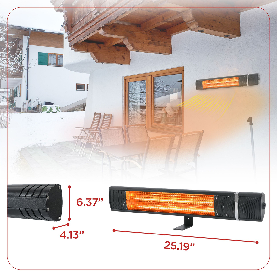 Black + Decker Wall Mounted Electric Patio Heater with Remote Control Functions - Image 7 of 7