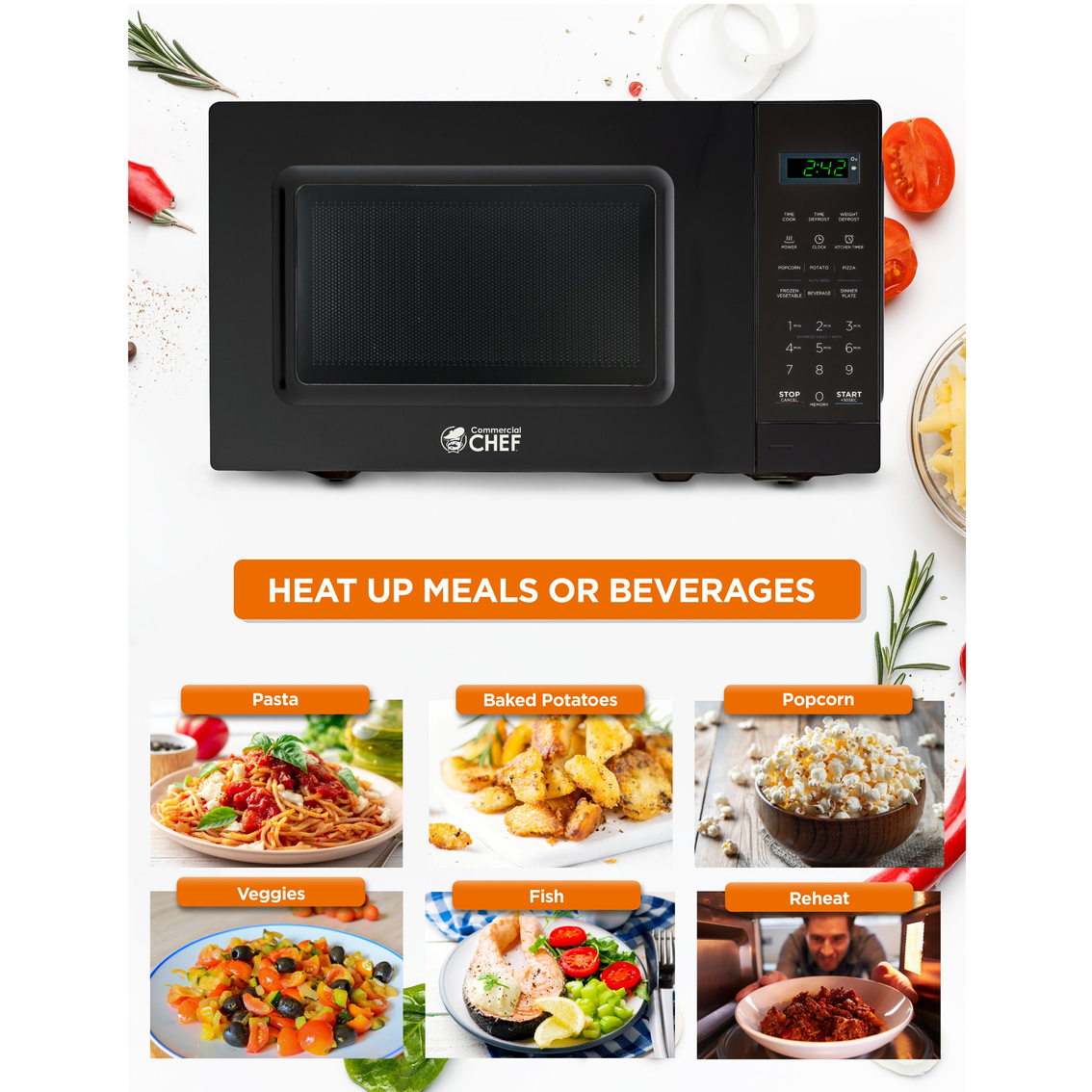 Commercial Chef 0.7 Cu. Ft. Countertop Microwave Oven - Image 2 of 7