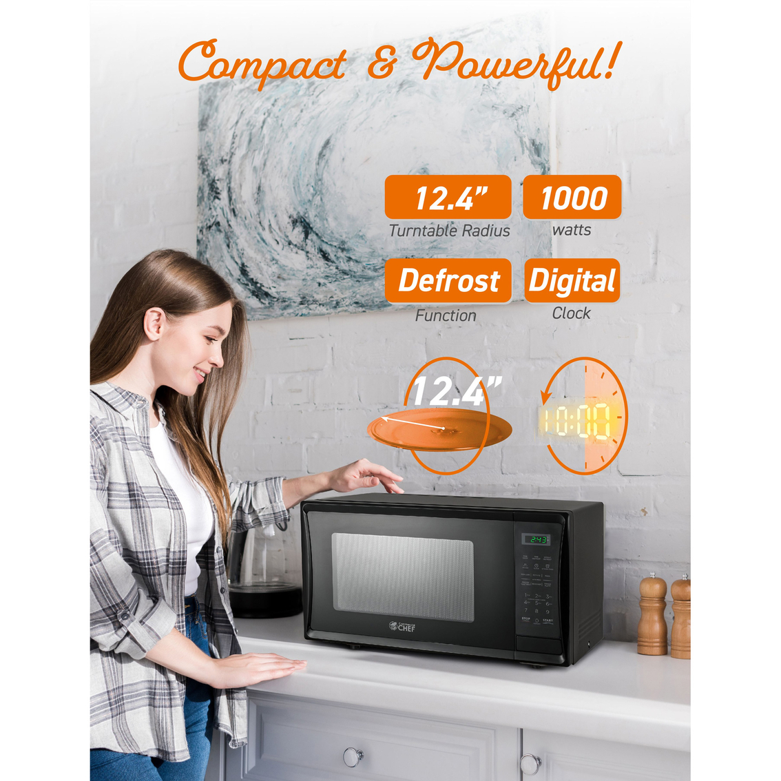 Commercial Chef 1.1 Cu. Ft. Countertop Microwave Oven - Image 4 of 7