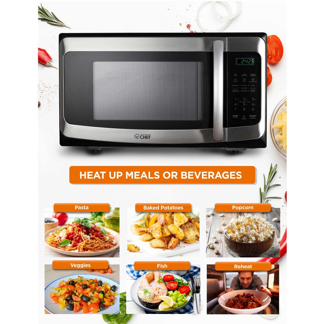 Commercial Chef 1.1 cu. ft. Countertop Microwave Oven - Image 2 of 7