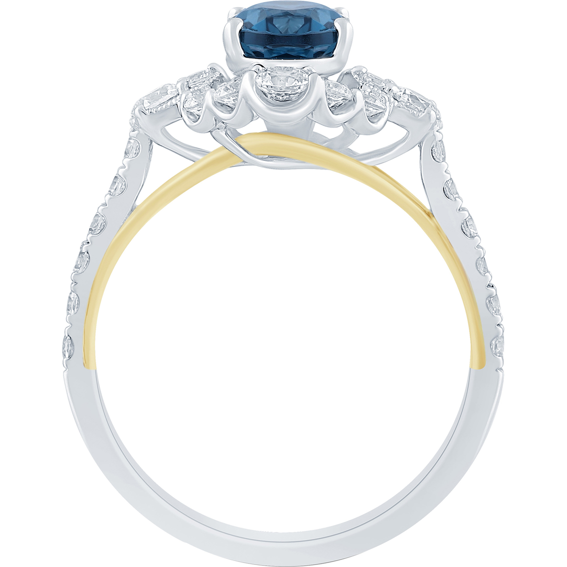 Truly Zac Posen 14K Two Tone Gold 3/4 CTW Diamond and London Blue Engagement Ring - Image 3 of 3