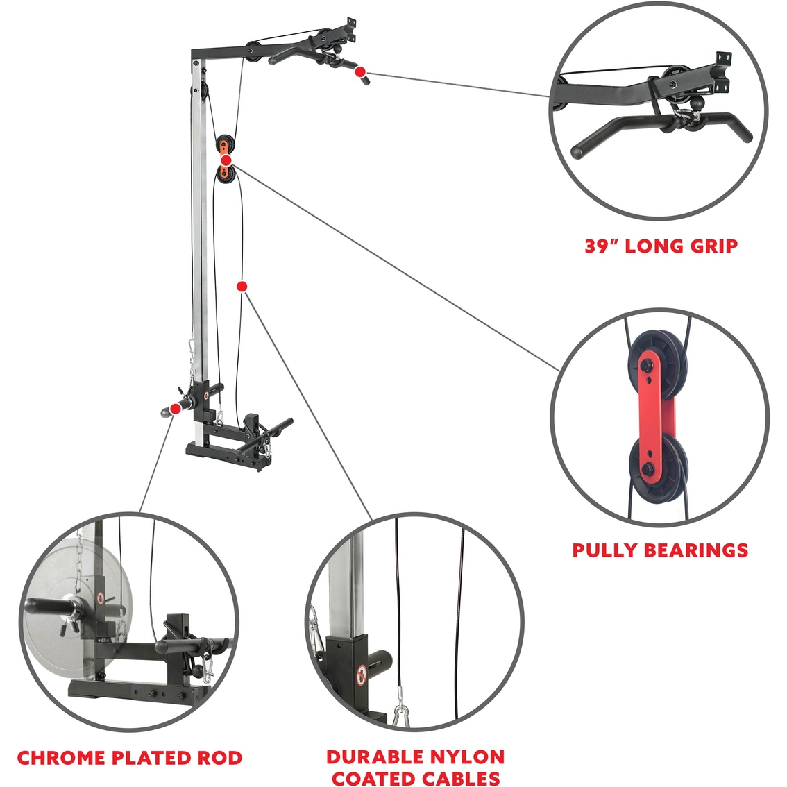 Sunny Health & Fitness Lat Pull Down Attachment Pulley System for Power Racks - Image 2 of 7
