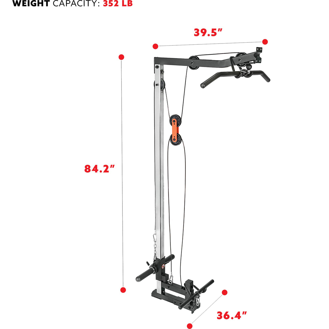 Sunny Health & Fitness Lat Pull Down Attachment Pulley System for Power Racks - Image 4 of 7