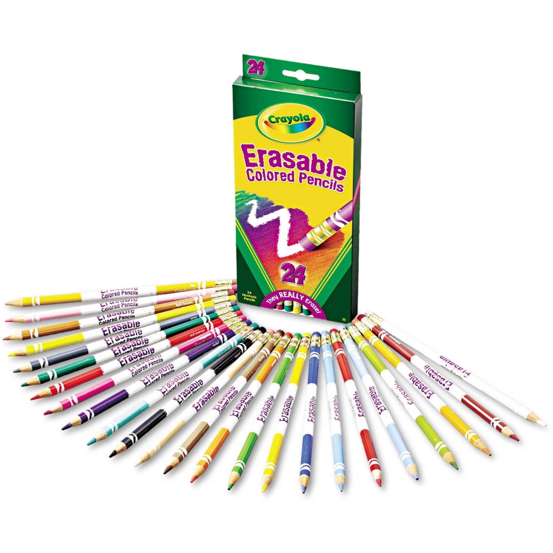  Crayola Erasable Colored Pencils, Kids At Home Activities, 24  Count, Assorted, Long : Toys & Games