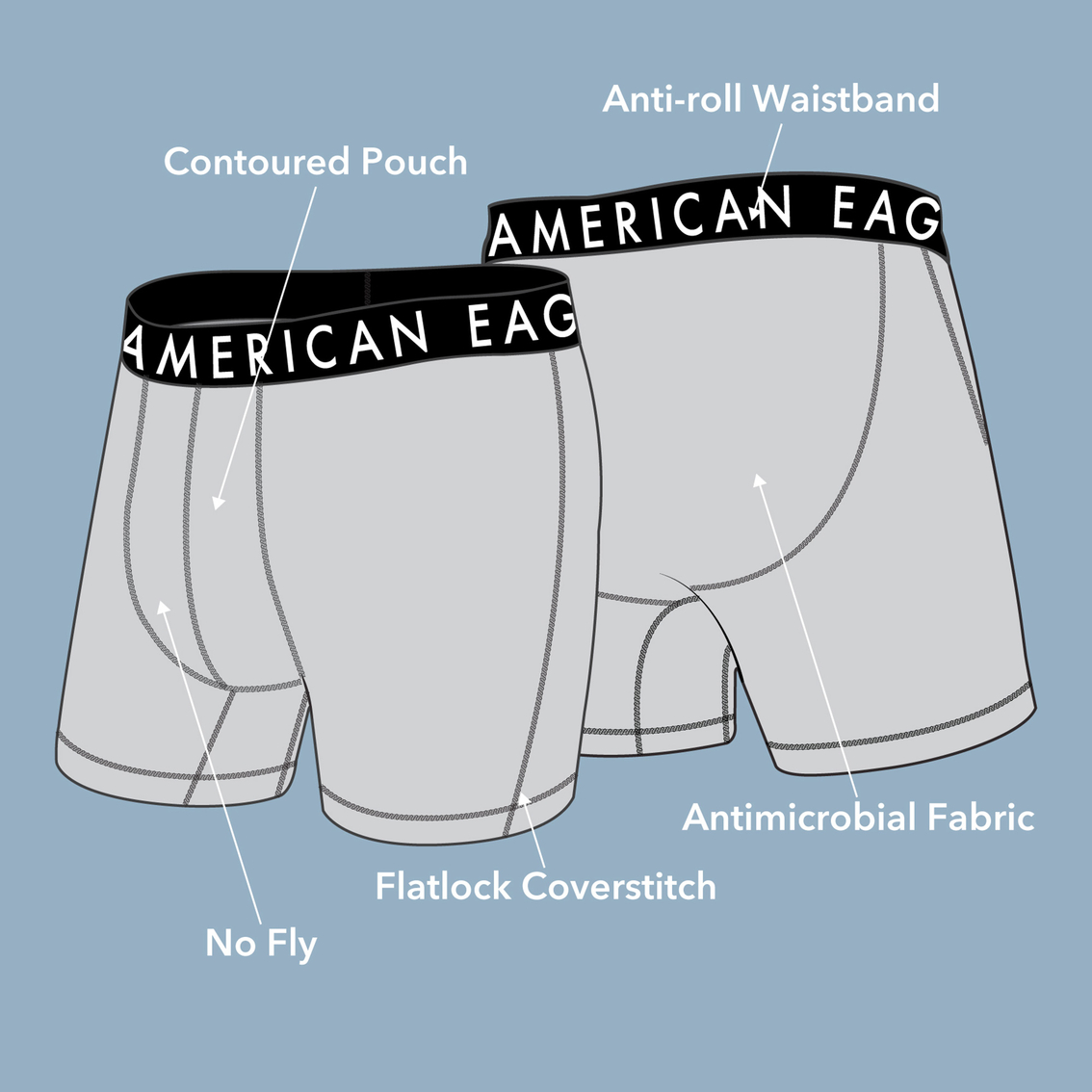 American Eagle Shadow Eagle 6 In. Flex Boxer Briefs, Underwear, Clothing  & Accessories