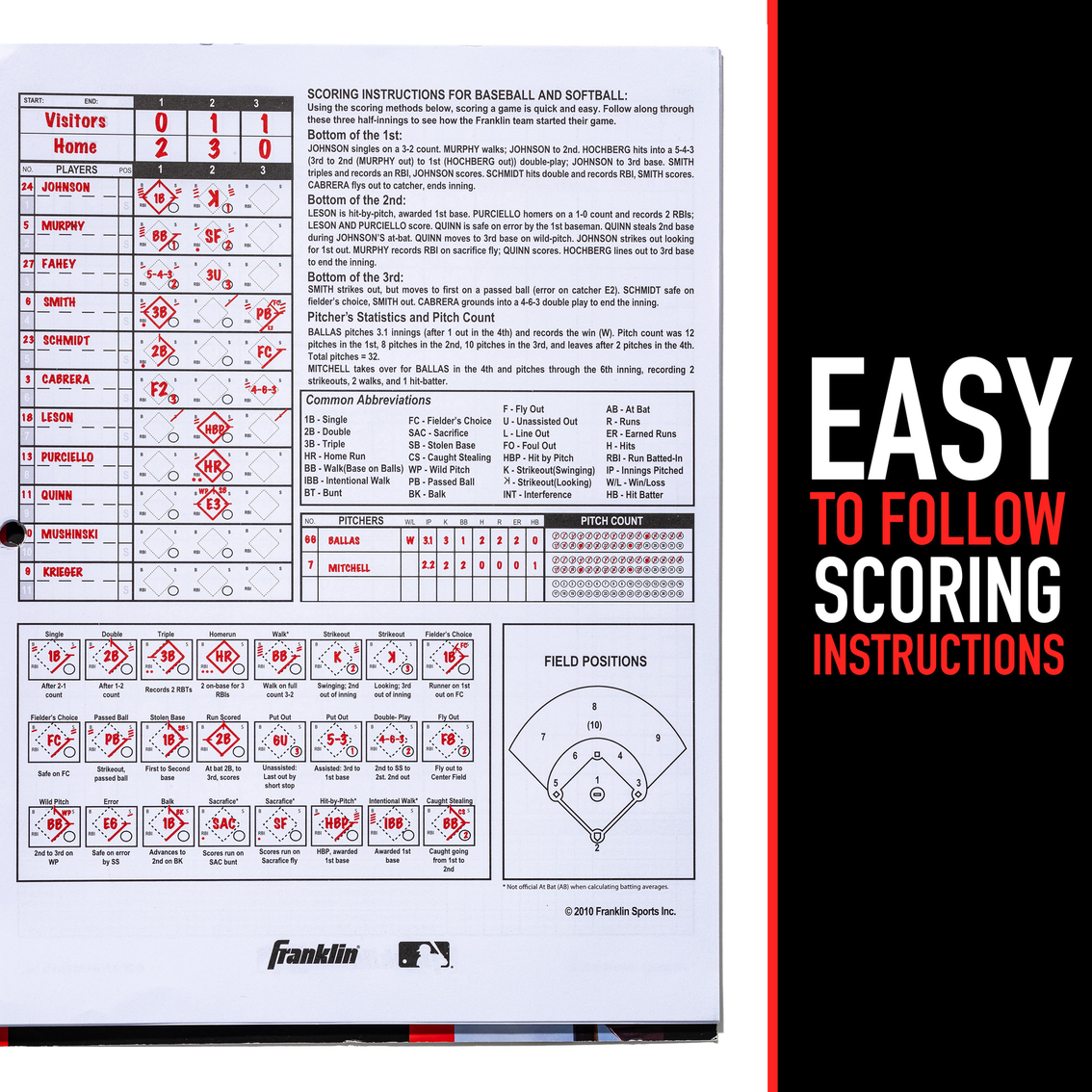 Franklin MLB Baseball and Softball Scorebook - Image 2 of 6