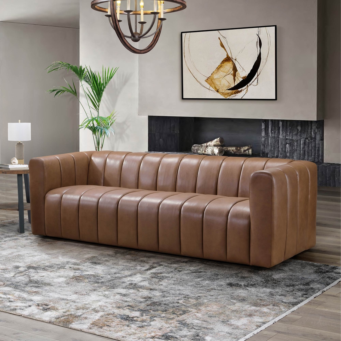 Abbyson Lucas 100% Top Grain Leather Sofa | Sofas & Couches | Furniture ...