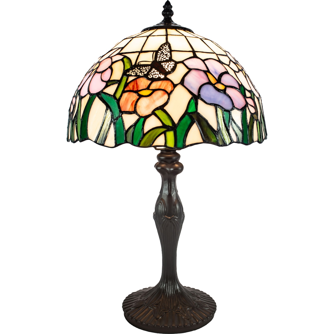 Dale Tiffany Pazio Floral Butterfly 19.5 in. Tiffany Table Lamp