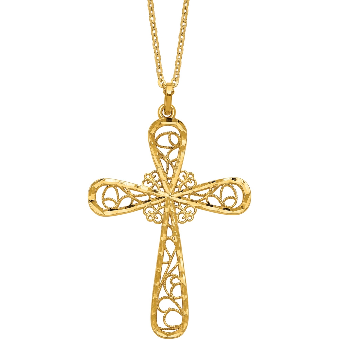 24K Pure Gold Filigree Cross Pendant - Image 3 of 4