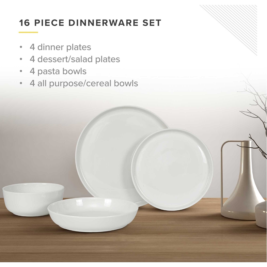 Table 12 Natural White Dinnerware Set 16 pc. - Image 2 of 7