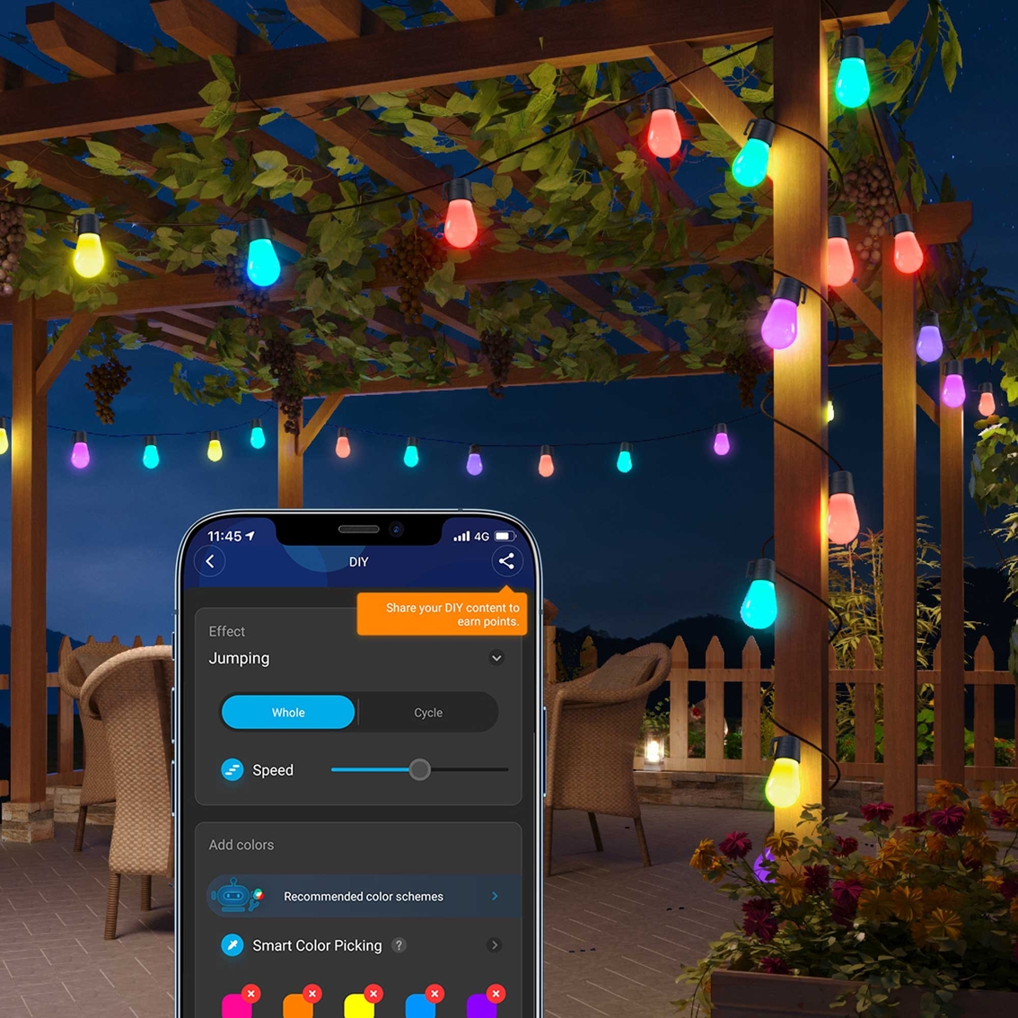 Govee New 48 ft. 15 Bulbs RGBW Outdoor String Light WiFi + Bluetooth - Image 4 of 7